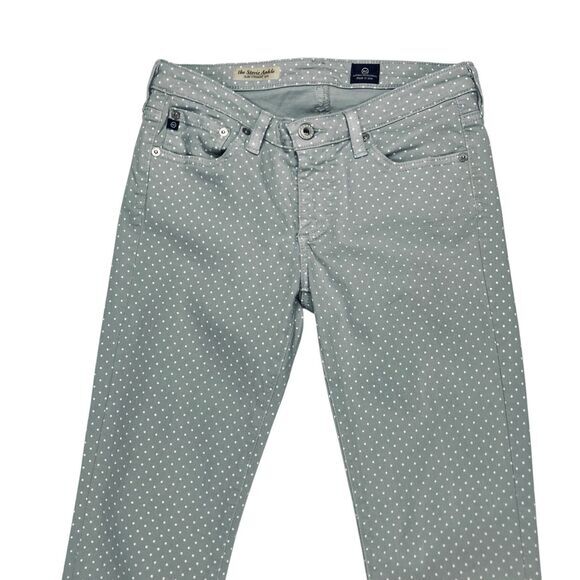 Adriano Goldschmied Jeans Women 26 Gray Polka Dot Stevie Slim Ankle Straight Leg - Picture 2 of 15